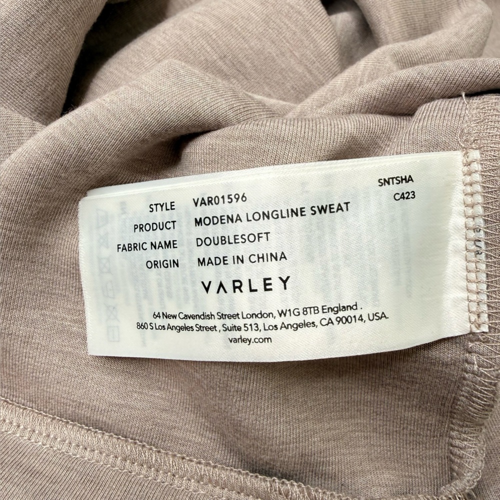 Varley Modena Longline Sweat Pullover, Taupe Marl, size L - Picture 7 of 7